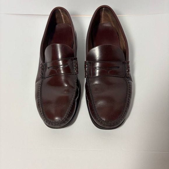 Hanover Penny Loafers Burgundy Leather Round Toe Size 11 - Picture 1 of 5